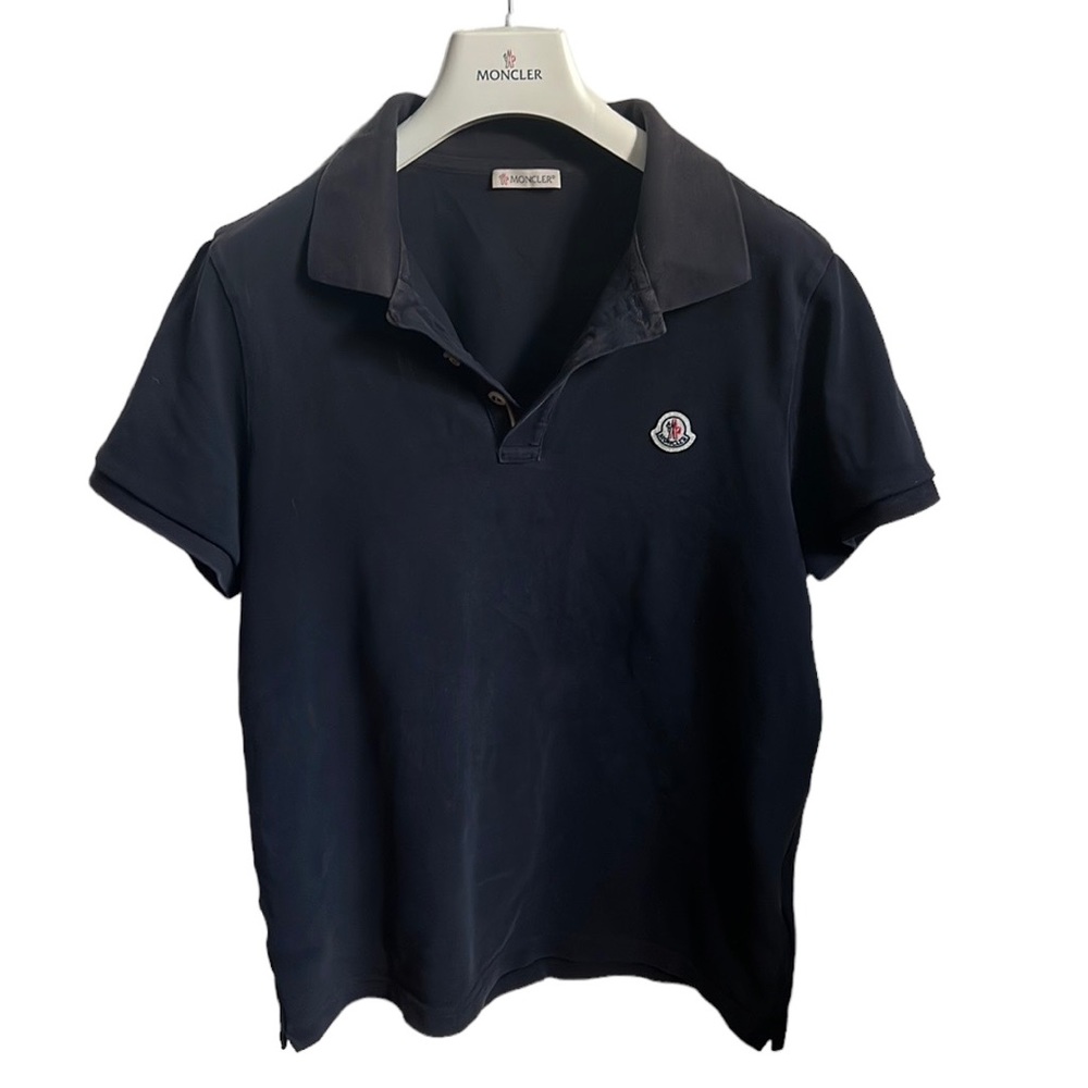Moncler Maglia polo Manica Corta black shortsleeved 3 button placket golf shirt